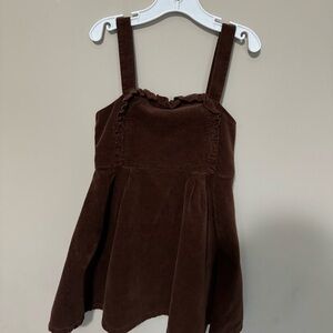 Brown Corduroy Dress with Ruffle Detail